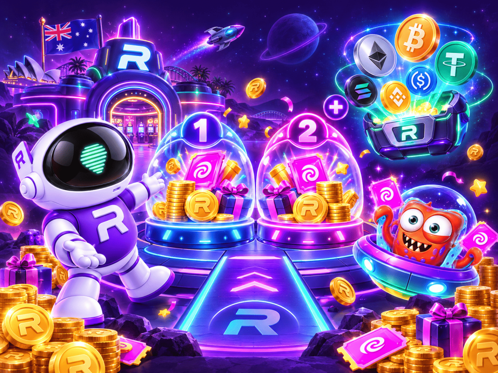Casino Rocket Australia welcome bonus with two-stage rewards, free spins and crypto bonuses