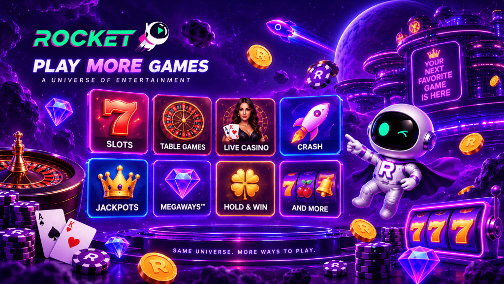 Casino Rocket games library with slots table games live casino and jackpots
