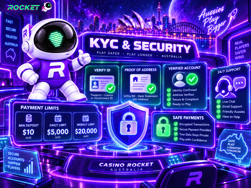 Casino Rocket Australia KYC verification, secure payments and account protection